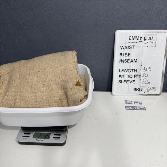 Johnny Carson Mens VTG Wool Tweed Blazer Size 42 Tan Western Yoke USA Union Made - Picture 11 of 16